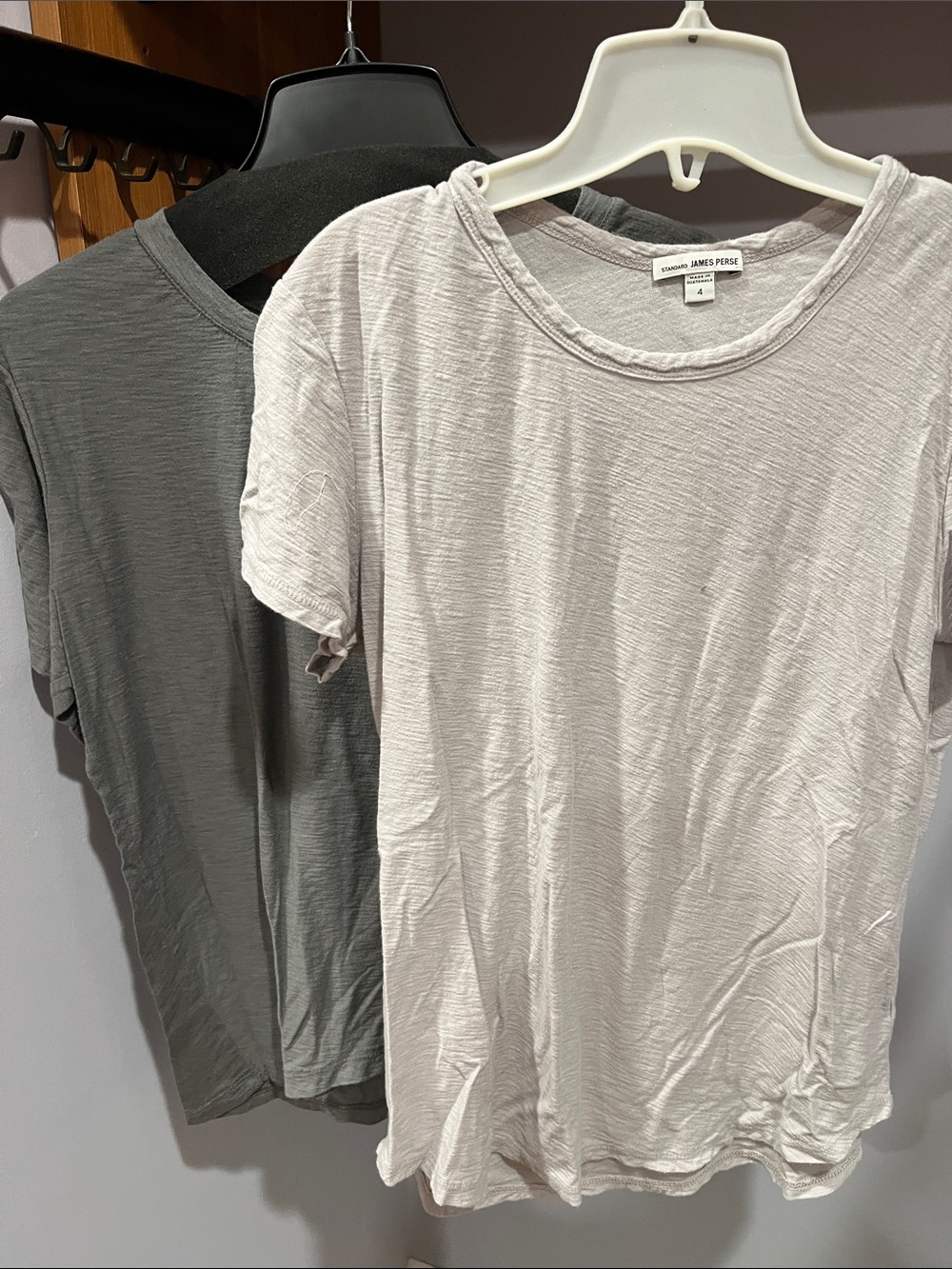 James Perse Short Sleeve Crewneck Tees in Light Gray and Charcoal